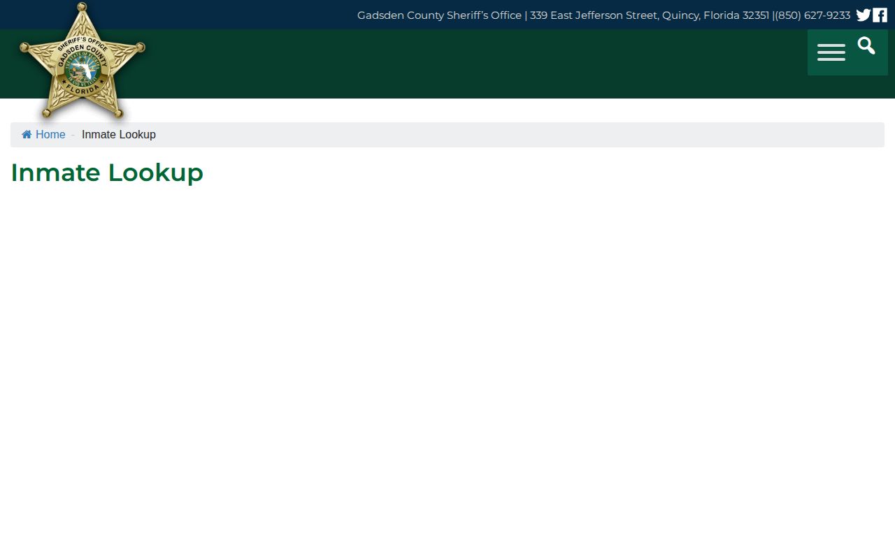 Gadsden County released inmate Sheriff lookup landing page