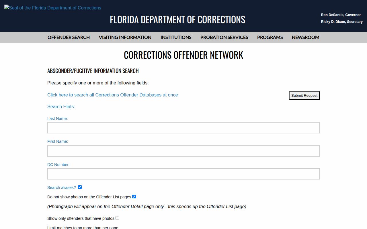 Gadsden County probation and parole absconder lookup