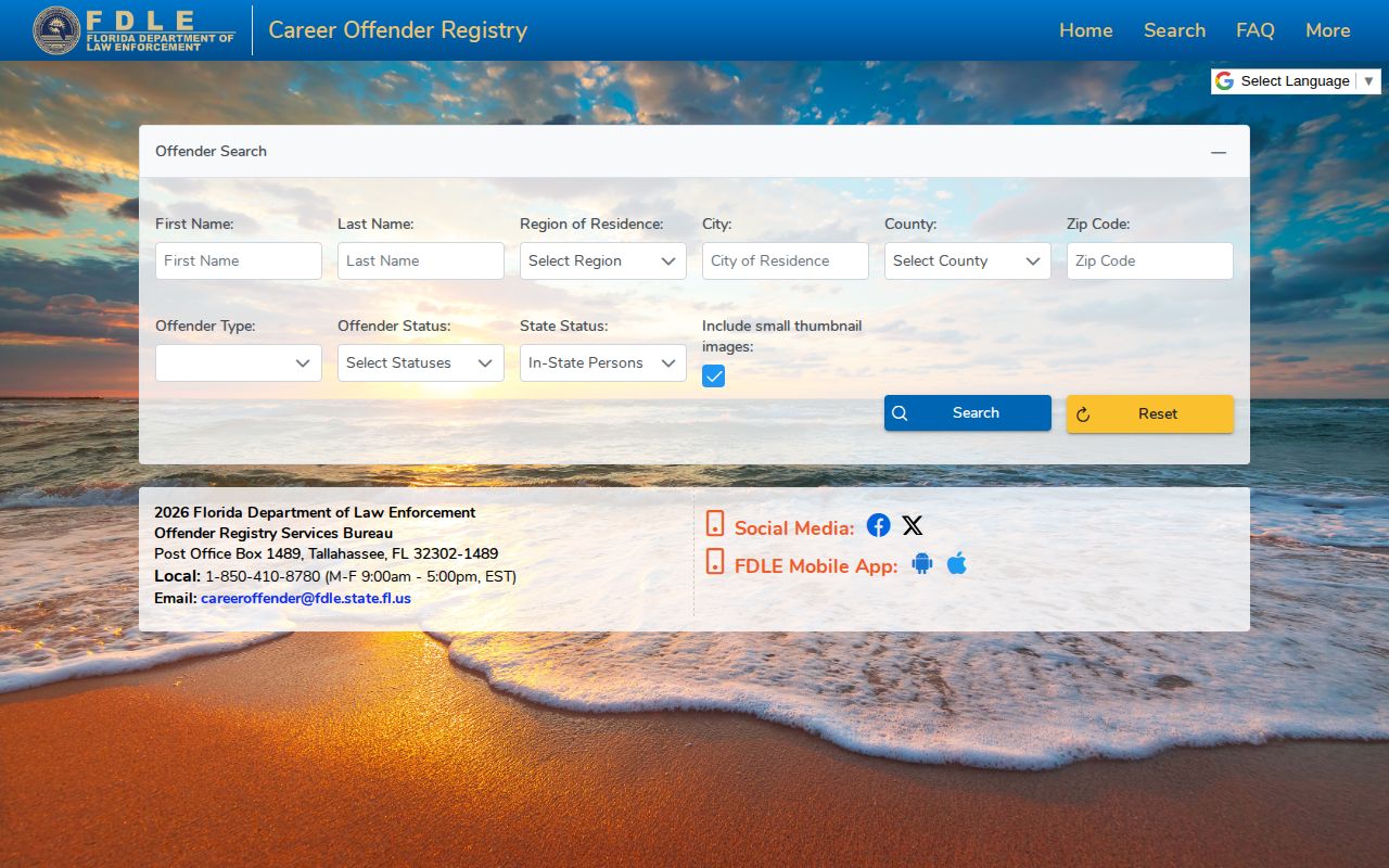 Gadsden County release mugshot channel in the FDLE Career Offender Registry