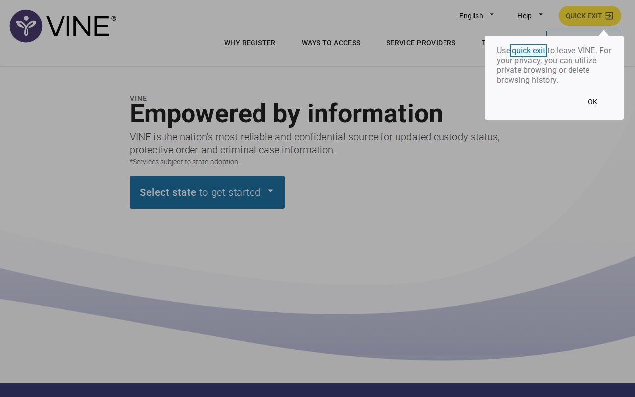Gadsden County VINELink inmate search state selection and person lookup